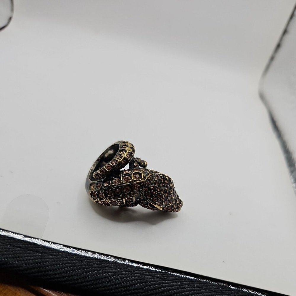 Ring Size 6.50 Alligator Shape Yellow Rhinestones - Picture 7 of 8